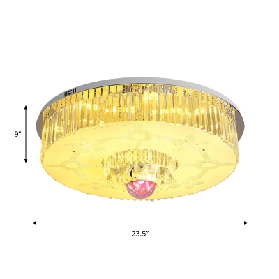Crystal Round Flushmount Lighting Simple Chrome LED Ceiling Lamp with Bluetooth Speaker, 7 Color Light