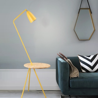 Domed Floor Table Light Modernism Metal 1-Head Drawing Room Standing Lamp with Tripod Design in Black/Pink/Yellow