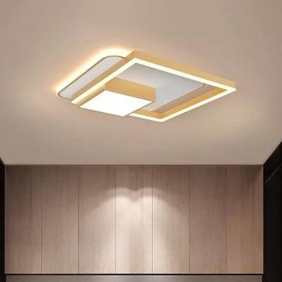 Geometry Flush Mount Lamp Contemporary Gold/Coffee LED Ceiling Mounted Fixture, 18