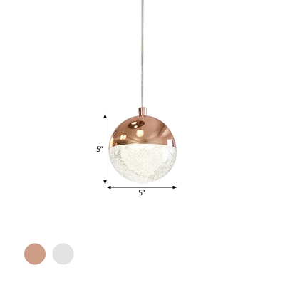 Global Pendulum Light Modernity Metallic 1 Light Dining Room Suspension Lamp in Chrome/Gold