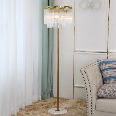 

Gold Single Stand Floor Light Modernist Crystal Tube 2 Layer Standing Lamp in Gold, HL619635