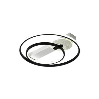 Gold/White and Black Ring Flush Light Fixture Minimalist 16.5