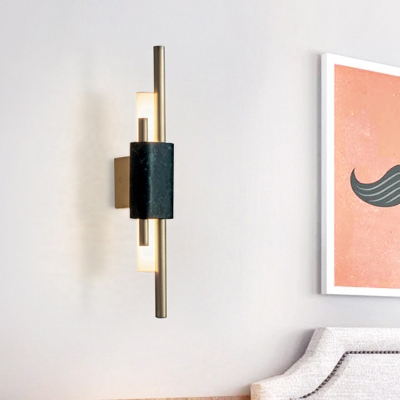 LED Corridor Flush Wall Sconce Modern Black Wall Mount Lamp with Slim Tube Metal Shade