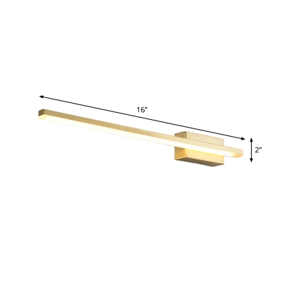 Linear Metallic Wall Light Sconce Nordic LED Gold Vanity Wall Lamp with Lateral Oblong Backplate