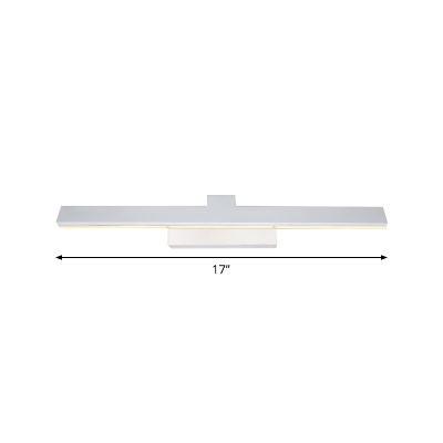 Long Panel Metallic Wall Mount Lamp Minimalist LED White Vanity Sconce with Angled Arm in Warm/White Light, 17