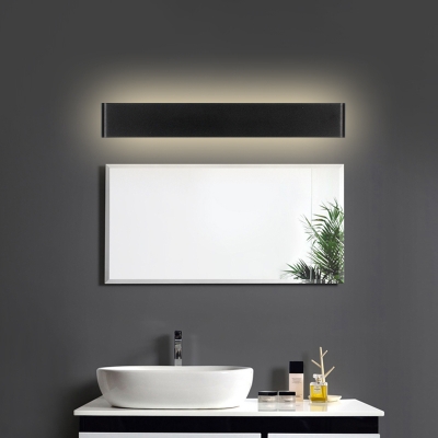 Metal Oblong Flush Mount Wall Sconce Modernism Black/White LED Vanity Wall Lamp in Warm/White Light for Parlor