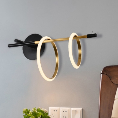 Metal Rings Wall Lighting Ideas Simple Style LED Wall Mounted Light in Black/White for Doorway