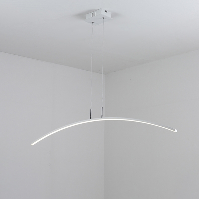 Minimalist Arched LED Pendant Lamp Acrylic Dining Room Island Lighting in Warm/White Light, Black/White