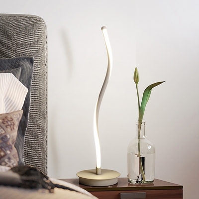 Modernity LED Reading Lamp White/Black Spiral Night Lighting with Metallic Shade for Study Room