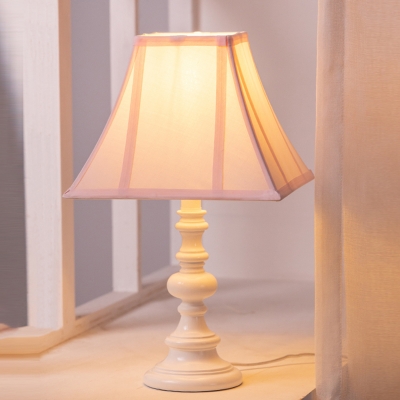 Pagoda Table Lighting Minimalist Fabric 1 Bulb Pink Finish Nightstand Lamp with Font Base
