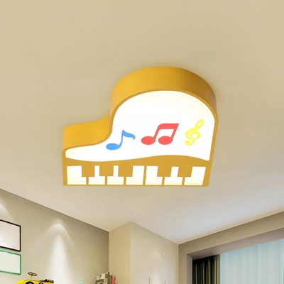 Piano Nursery Ceiling Lighting Acrylic LED Nordic Flush Mount Lighting Fixture in Red/Pink/Yellow, Warm/White Light