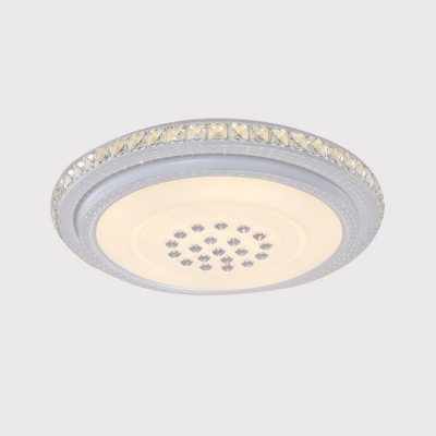 Round Bluetooth Music Ceiling Light Modern Beveled Crystal Embedded Chrome LED Flush Mount Lamp