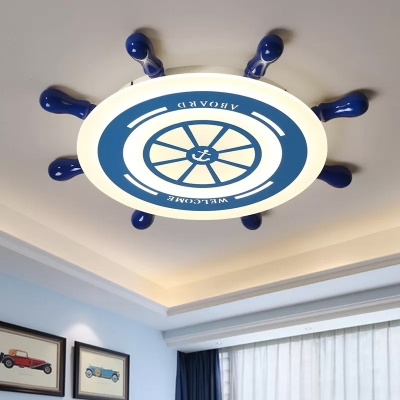 Rudder Children Bedroom Flush Mount Acrylic Kids Style LED Ceiling Lighting in Blue