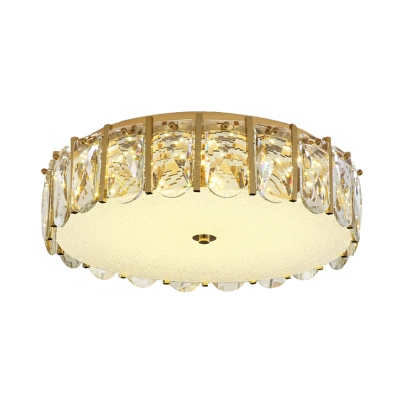 Simplicity LED Flush Mount Gold Round Acrylic Ceiling Lighting with Clear Crystal Shade