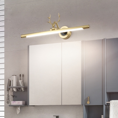 Simplicity LED Wall Mount Lamp Fixture Gold Tubular Adjustable Wall Vanity Light with Metallic Shade