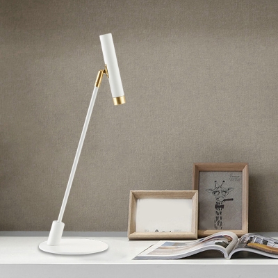 Simplicity Tube Nightstand Lamp Metallic 1 Light Study Room Desk Lighting in Black/White/Gold