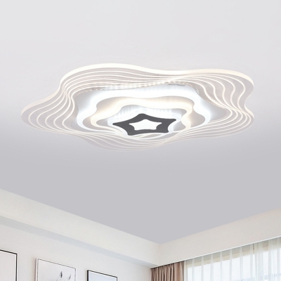 Stacked Star/Square/Hexagon Ceiling Lamp Modernist Acrylic Drawing Room LED Flush Mount Lighting in White