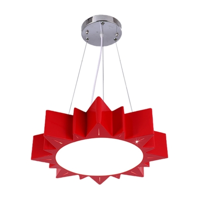 Sun Acrylic Hanging Lamp Kit Simplicity Red/Blue/Yellow LED Pendant Chandelier for Kindergarten