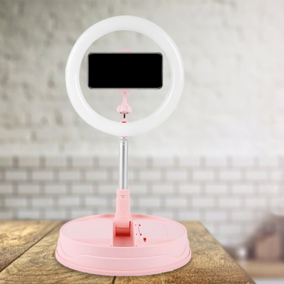 Annular Metal USB Vanity Lamp Contemporary LED Pink Fill-in Light with Cellphone Mount Function