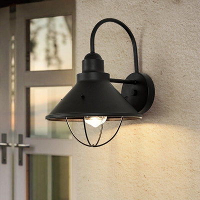Black 1 Bulb Pendant Lighting Factory Metal Cone Suspension Lamp with Gooseneck Arm