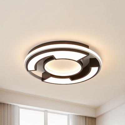 Black/White LED Circular Ceiling Lamp Simple Style Acrylic Flush Mount Light Fixture, 19