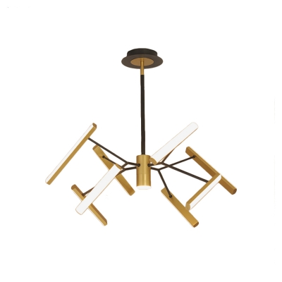 Brass Starburst Chandelier Lighting Contemporary 6/8-Light Metal Drop Pendant in Warm/White Light for Bedroom