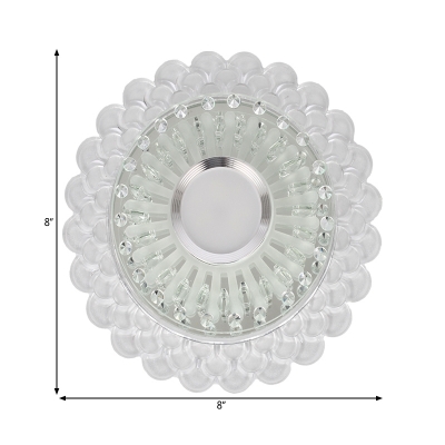 Chrome LED Round/Square Flushmount Minimalist Clear Crystal Close to Ceiling Lighting in Warm/White/Multi Color Light
