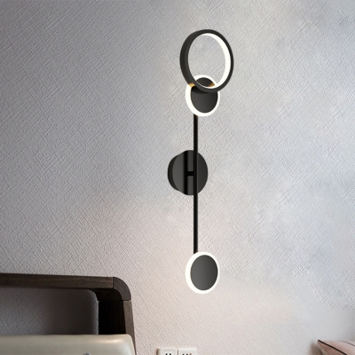 Circle Living Room Wall Mount Lamp Metal 2/3/4 Heads Vintage Wall Sconce with Straight Arm in Black