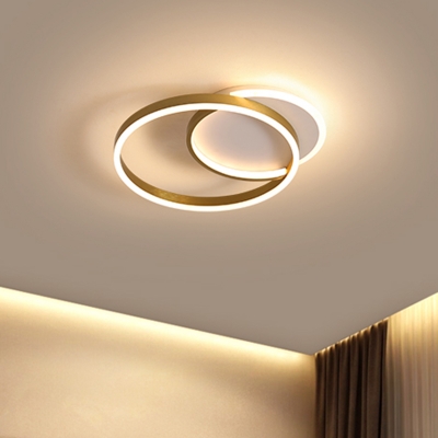 Circular Acrylic Flush Light Fixture Modern Gold/Coffee LED Flush Mount Lamp in Warm/White, 16