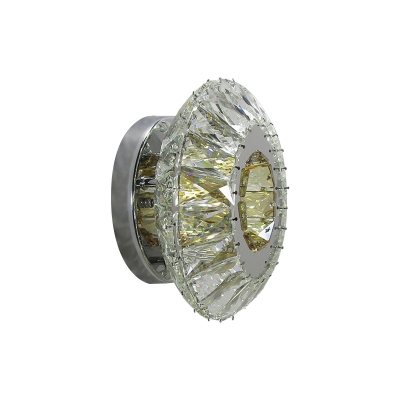 Faceted Crystal Oval Wall Mounted Lamp Contemporary LED Chrome Wall Light Fixture