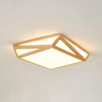 Geometric Wood Flush Mount Ceiling Light Modern 18
