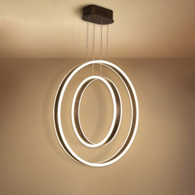 Hoop Metal Down Lighting Modern Style Dark Coffee LED Multiple Lamp Pendant in Warm/White Light