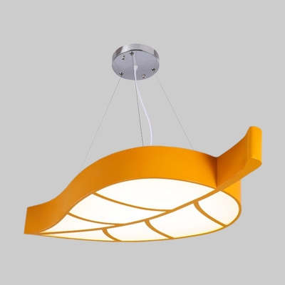 Leaf Dining Room Chandelier Lighting Acrylic LED Minimalism Ceiling Pendant Light in Yellow/Green/Blue