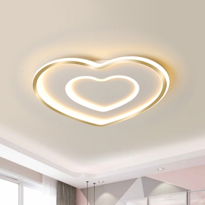 LED Sleeping Room Ceiling Light Fixture White Flush Mount Lighting with Loving Heart Acrylic Shade