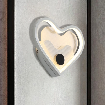 Loving Heart/Cloud Bedside Wall Sconce Acrylic LED Contemporary Wall Mounted Lamp in Black/White