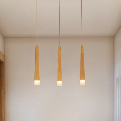Matchstick Kitchen Multiple Hanging Light Wood 3/5-Light Nordic Ceiling Pendant in Beige