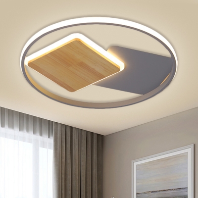 Metallic Geometric Flush Mount Lighting Contemporary LED Flush Ceiling Light Fixture in Gray, 16