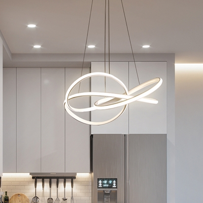 Metallic Twist Chandelier Light Fixture Contemporary LED Ceiling Pendant in Warm/White Light for Kitchen