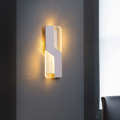 Minimalism LED Flush Mount Wall Sconce White Geometric Wall Lamp with Metal Shade in Warm/White Light