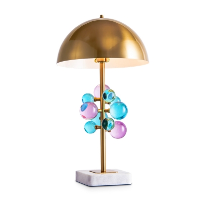 Modern Domed Nightstand Light Metal 1 Bulb Bedroom Night Lamp in Gold with Crystal Ball Deco