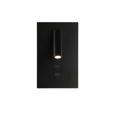 Modernist Tube Wall Downlight Metal LED Corridor Flush Wall Sconce with Rectangle Backplate in Black/White