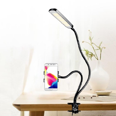 Oblong Metallic Vanity Light Modern Black Portable LED Fill Flash Lamp with Clamp Design, USB