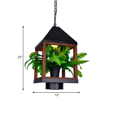 Pavilion Balcony Ceiling Lamp Loft Metallic 1 Light Black Hanging Pendant Lighting
