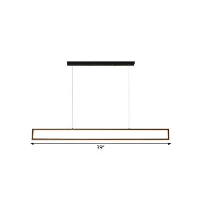 Rectangle Ceiling Hang Fixture Minimalism Metal Dining Room LED Island Pendant in Black, Warm/White/Natural Light