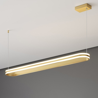 Rectangular Island Lighting Fixture Modern Style Metal LED Hanging Pendant Light in Gold