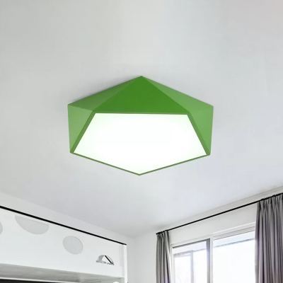 Red/Yellow/Green Pentagon Ceiling Flush Simple Style LED Acrylic Flush Mount Lighting Fixture