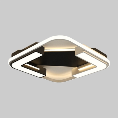 Round/Square Acrylic Ceiling Fixture Simple Style LED Black Flush Mount Lighting in Warm/White Light