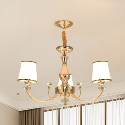 Tapered Milk Glass Pendant Light Modern 3/6-Head Chrome/Gold Chandelier Lamp for Living Room