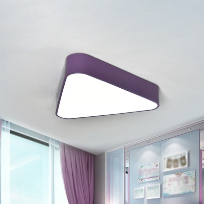 Triangle Acrylic Ceiling Lamp Contemporary White/Purple/Yellow LED Flush Mount Lighting Fixture
