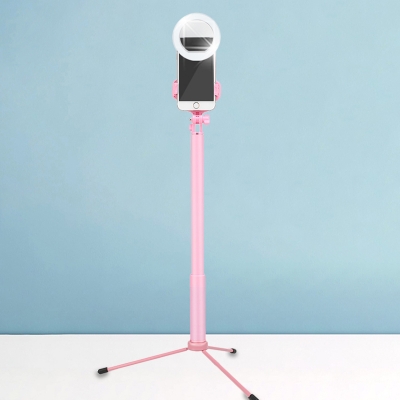 USB Round Fill Light Minimalist Metal LED Pink Vanity Lamp with Phone Support Function